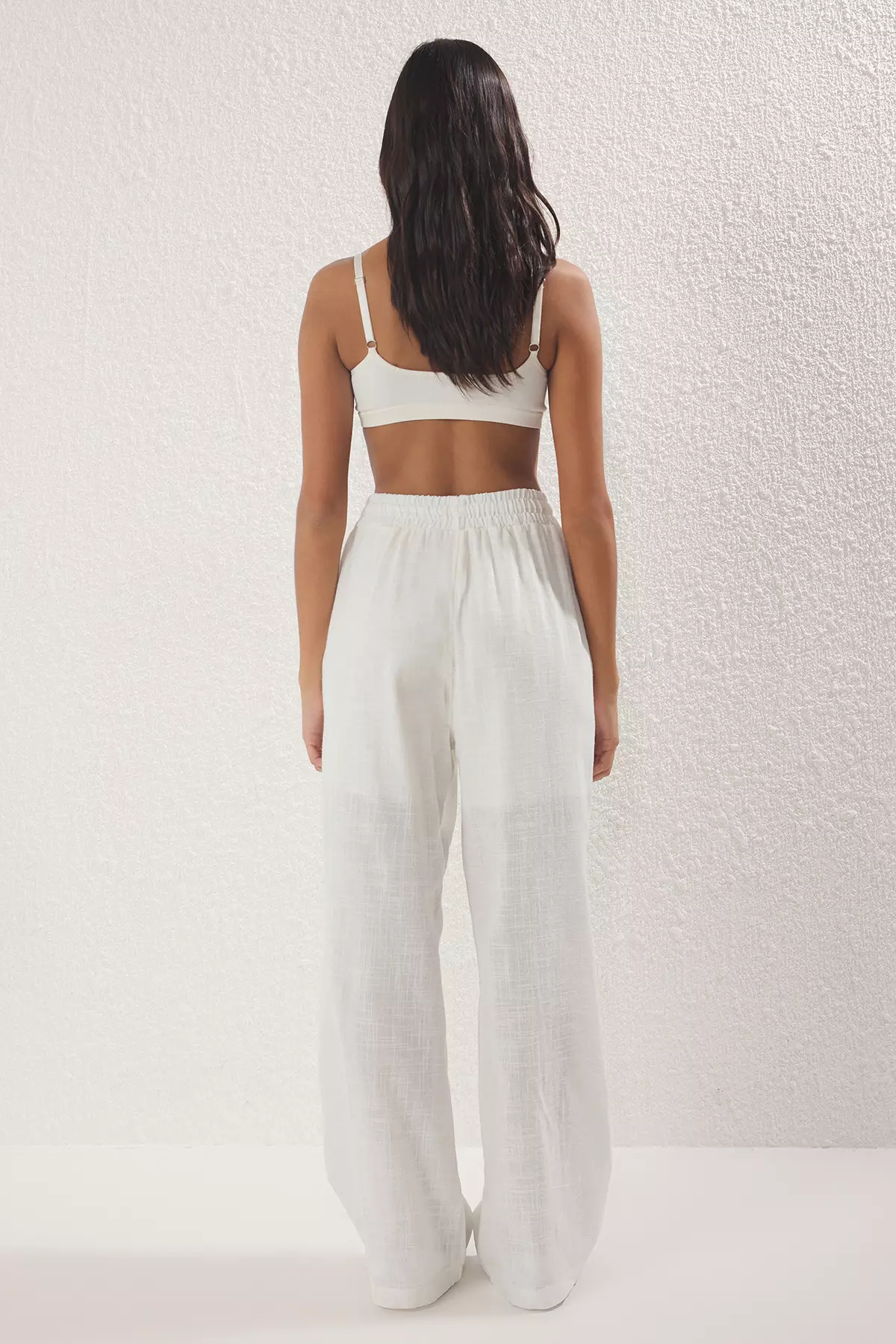 White Linen Very Wide Leg Shorts Lined Rubberized Drum With As