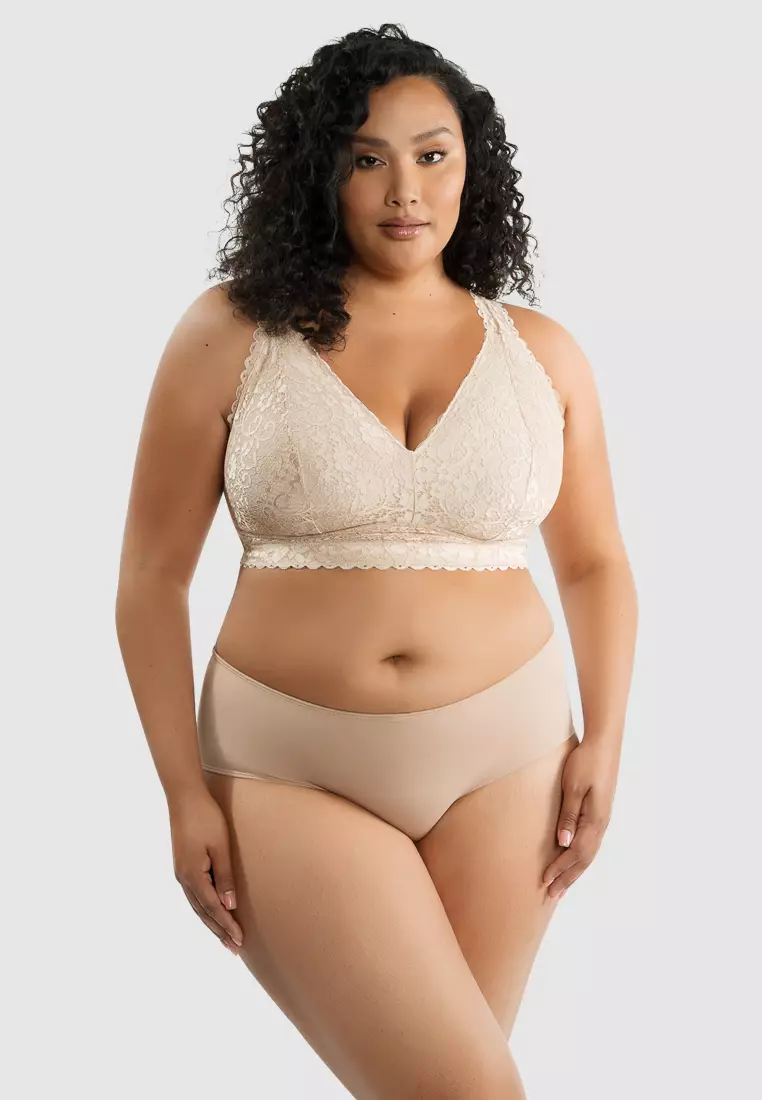 PARFAIT Adriana P5482 Women's Curvy and Full Bust Supportive Wire-Free Lace  Bra -Bare-30D at  Women's Clothing store