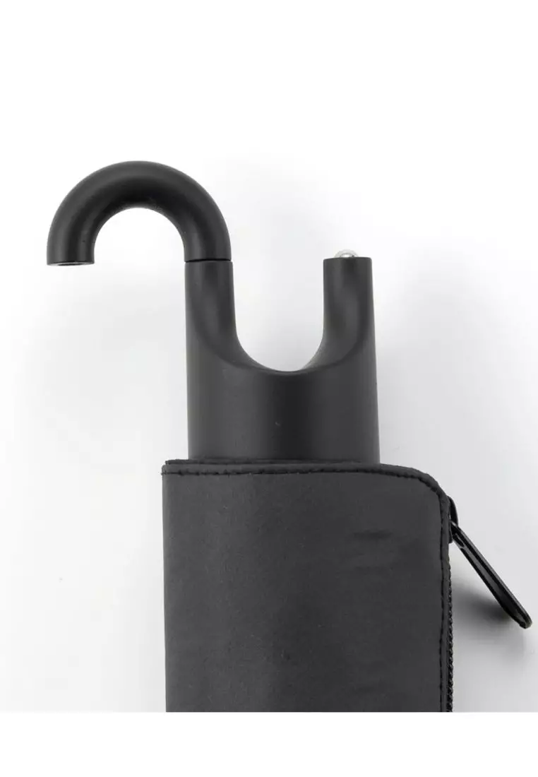 WPC IZA Large & Hook UV Protection UPF 50+  Folding Umbrella 55cm (Black)