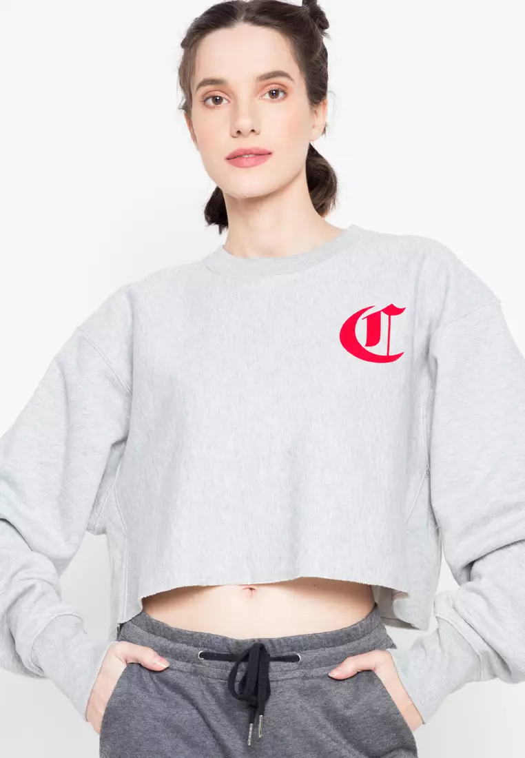 Reverse Weave Cropped Cut Off Crew