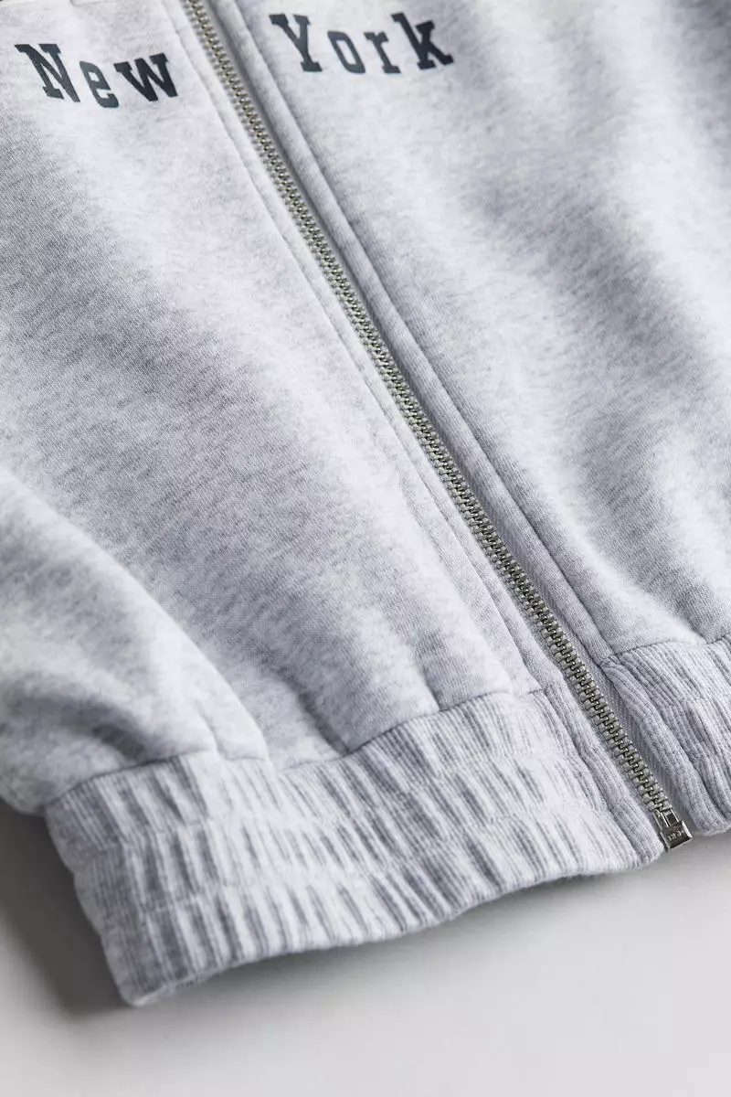 Print-motif sweatshirt track jacket