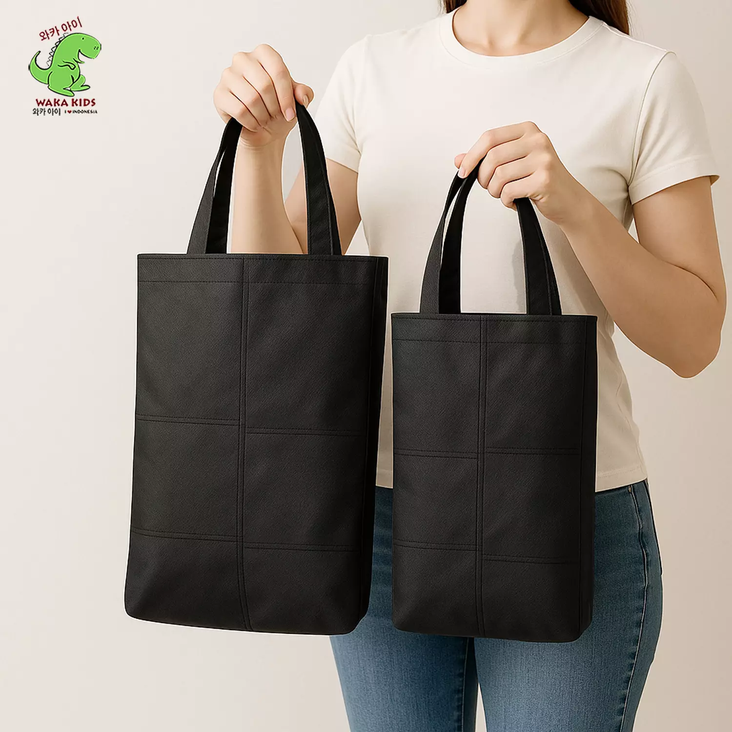 Wakakids Tas Jinjing Kain Spunbond Polos Goodie Bag Tote Bag Souvenir Hampers Kantong Belanja Venrc Ukuran Kecil