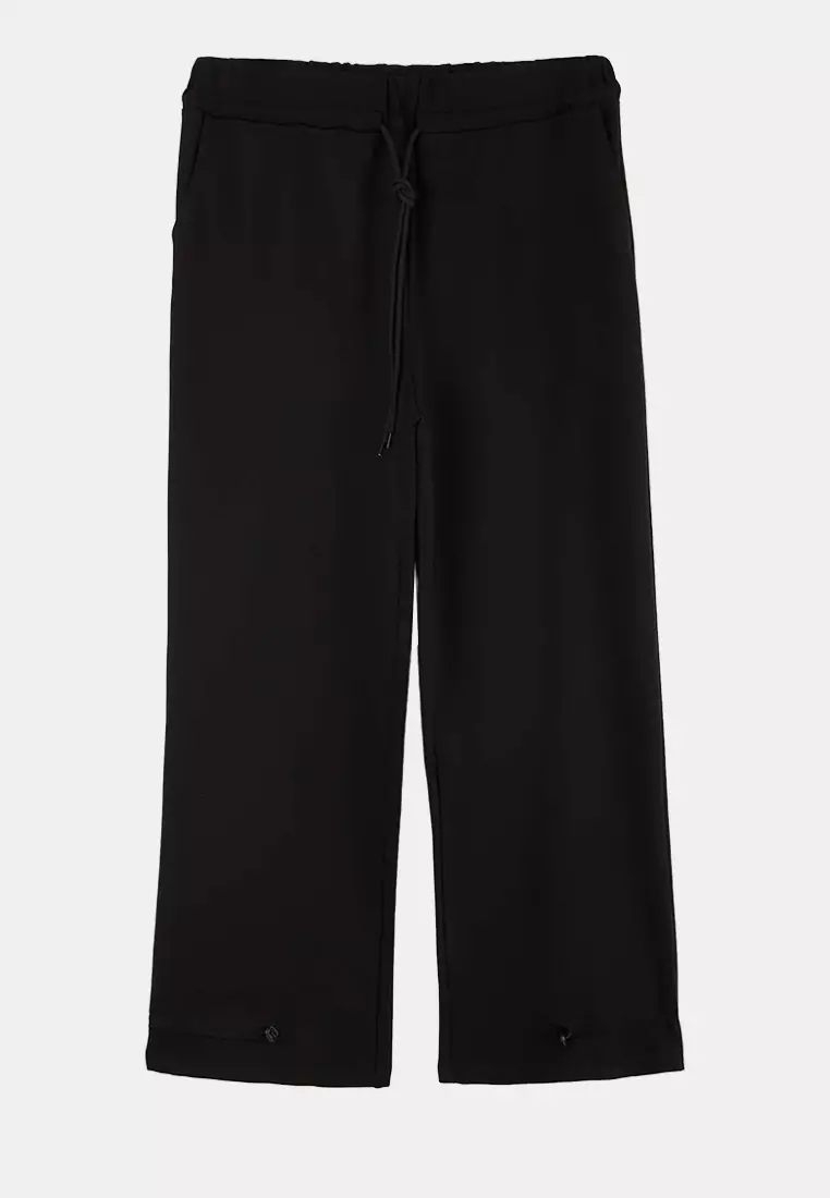Black Slim Waist And Leg Stopper Detailed Jogger Plus Size Sweatpants Tbbss26Aj00008