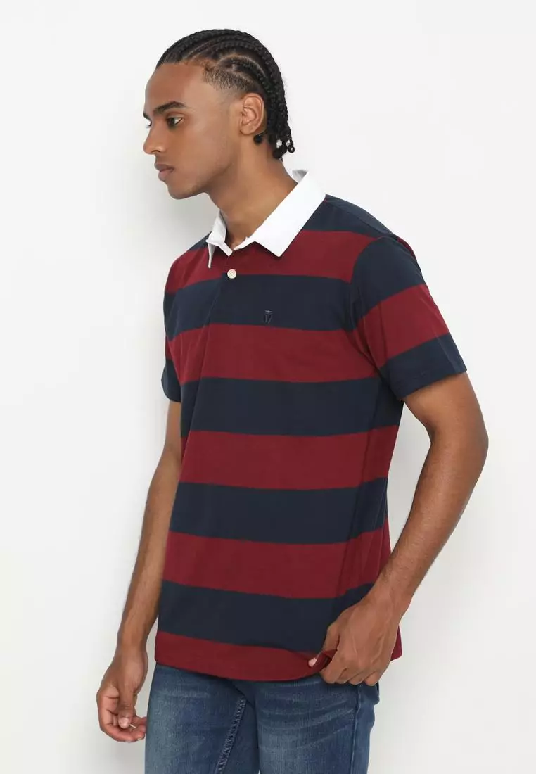 Matsuda Kaos Rugby Polo Shirt Pria Katun Lengan Pendek Noshiro