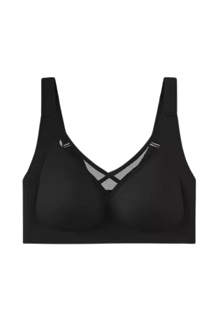 Premium Bella Plus Size Seamless Wireless Paded Push Up Bra in Black