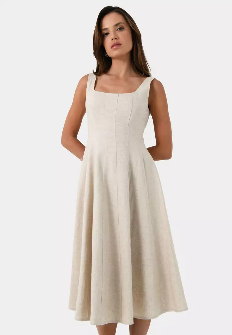 Buy FORCAST FORCAST Saira Linen Blended A line Dress 2024 Online