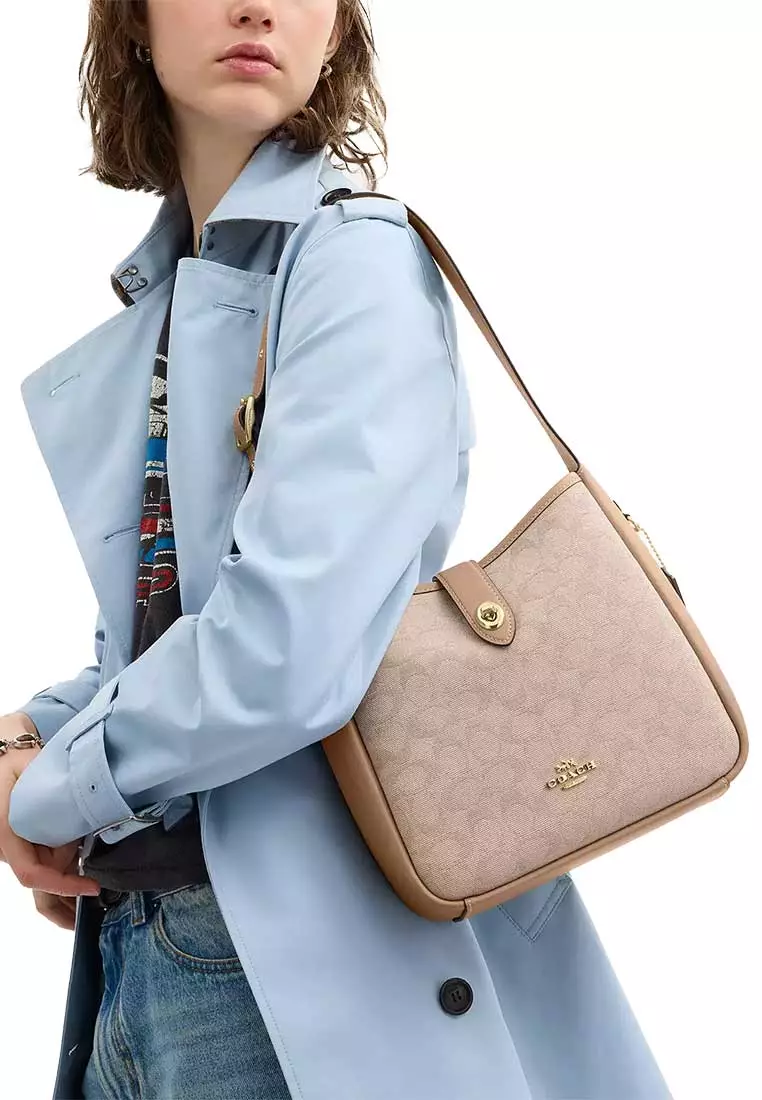 Hadley Convertible Crossbody Bag With Signature Canvas Dark Natural Multi CAK50