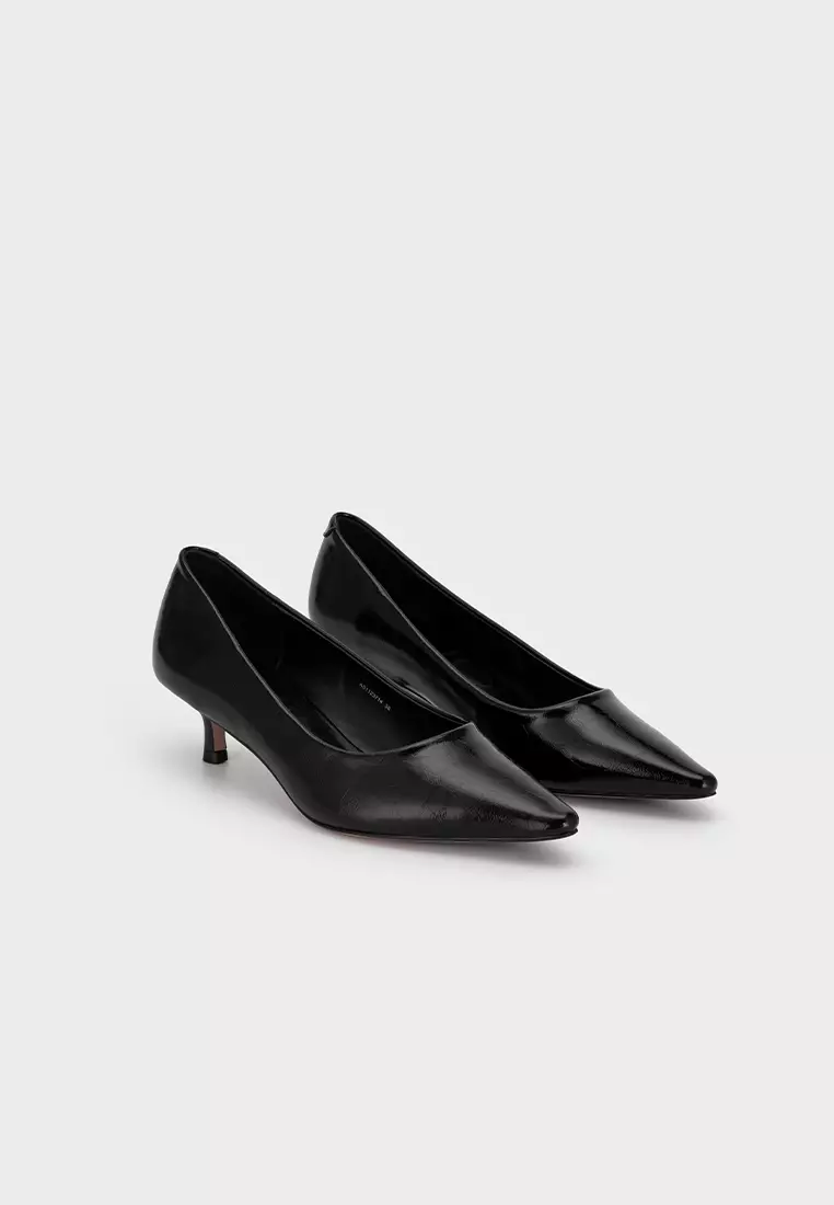 POINTY TOE WITH LEATHER INSOLE KITTEN HEEL PUMP