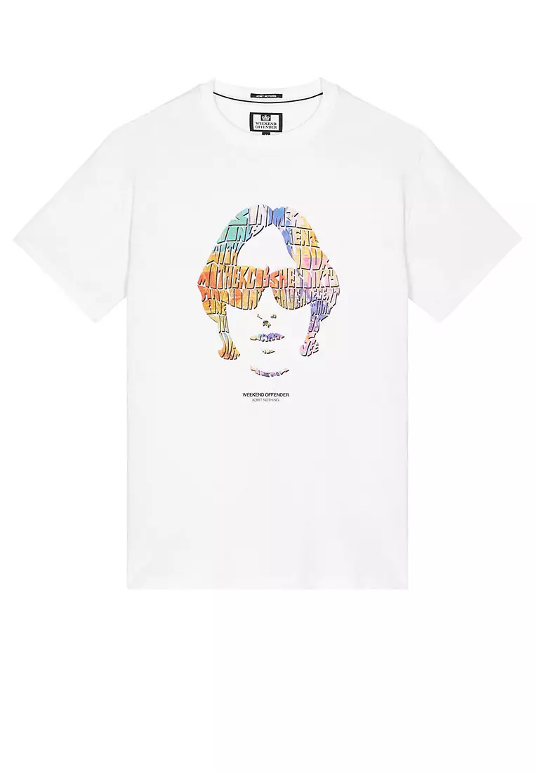 MENS WHITE KINKY AFRO GRAPHIC TEE