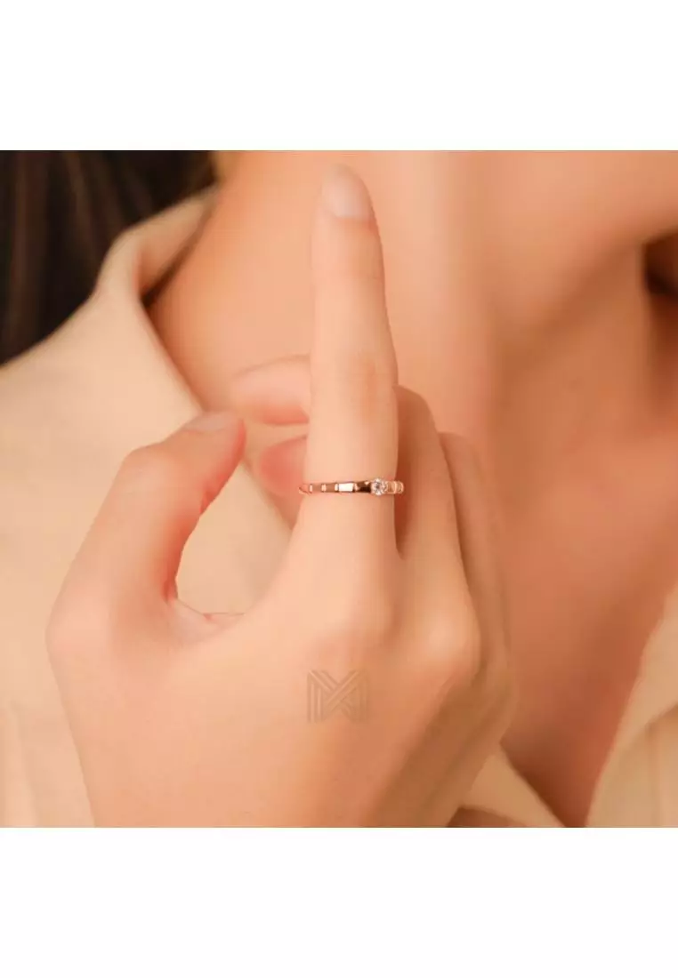 Minimal Petite Cubic Zirconia Rose Gold Stackable Ring with 925 Sterling Silver