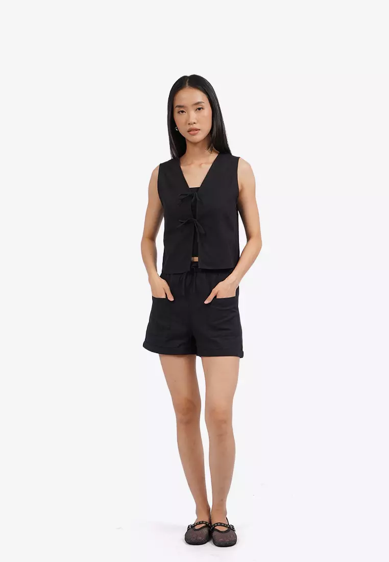 Crop Vest with Front Tied Opening