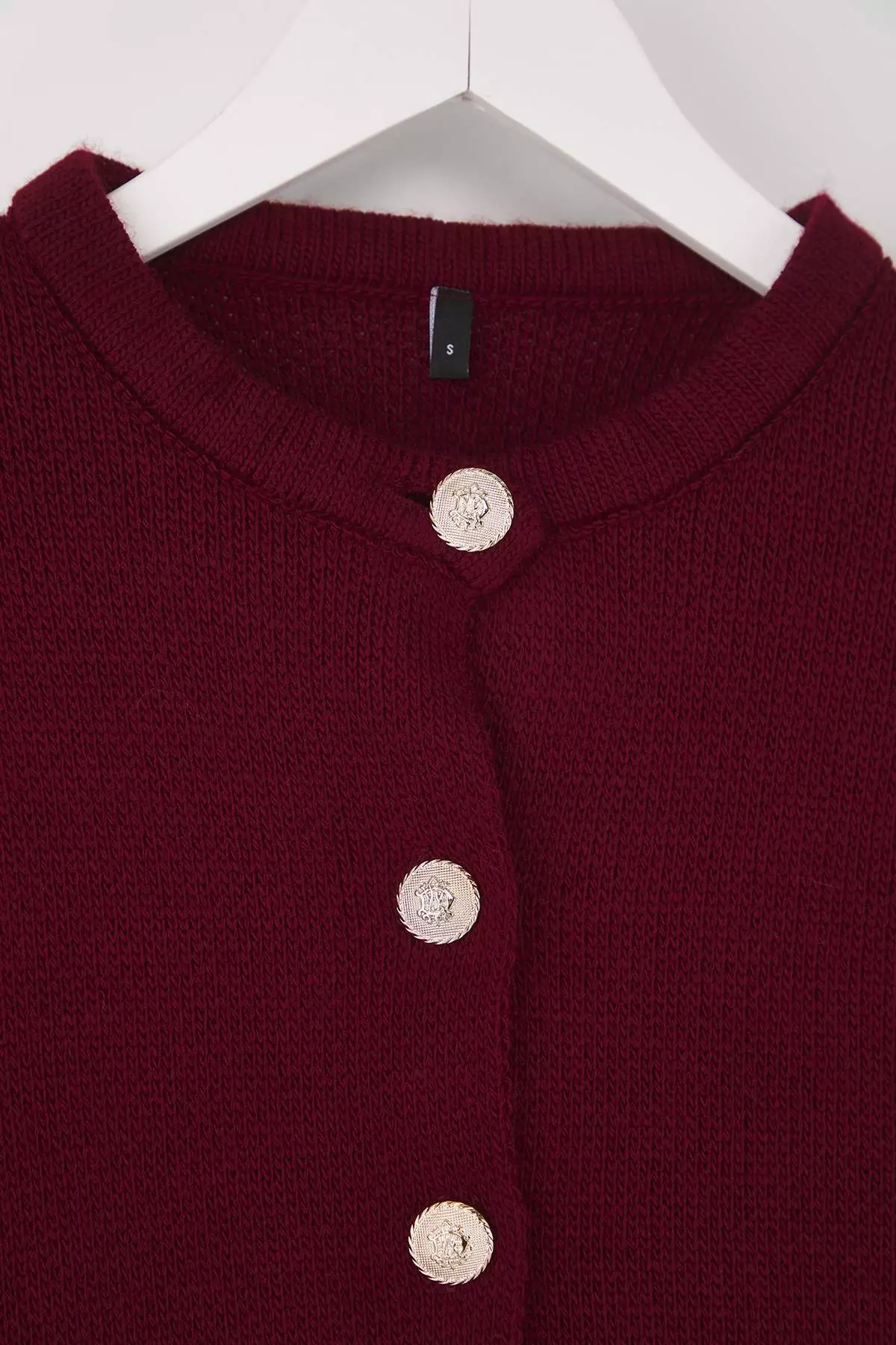 Burgundy Basic Jacket-Look Knitwear Cardigan