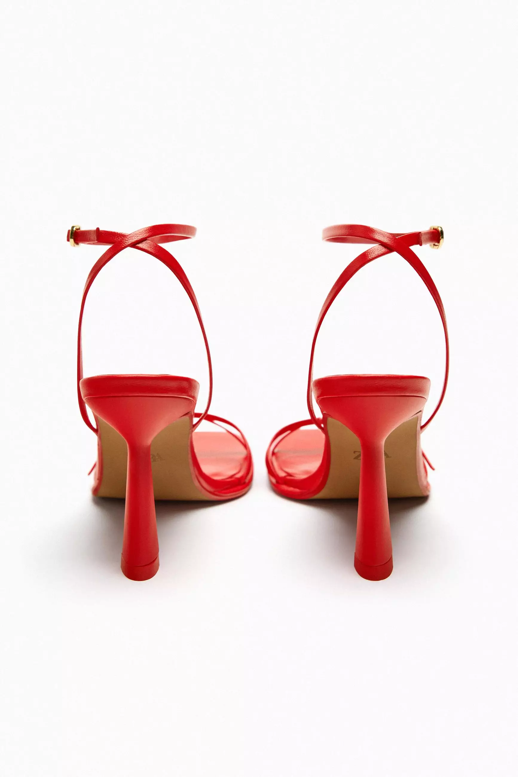 Strappy mid heel leather sandals zara clearance