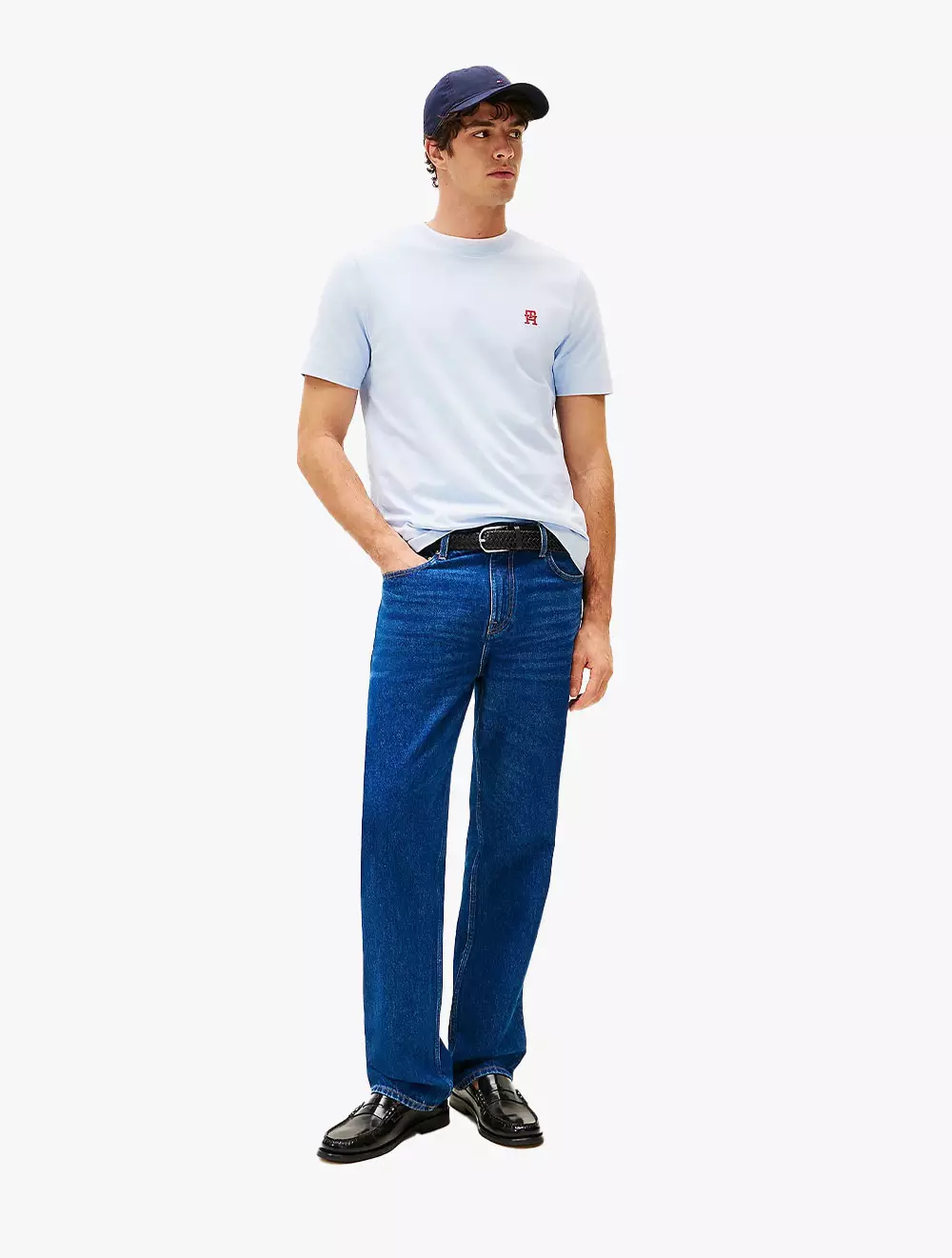 Tommy Hilfiger - Contrast TH Monogram Embroidery T-Shirt - Blue