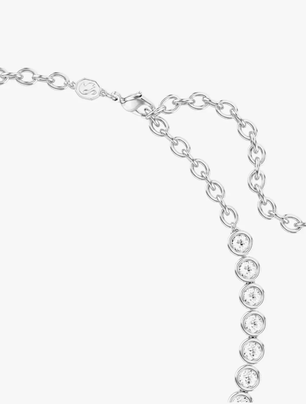 Imber Tennis Necklace, Round Cut, White, Rhodium Plated - White