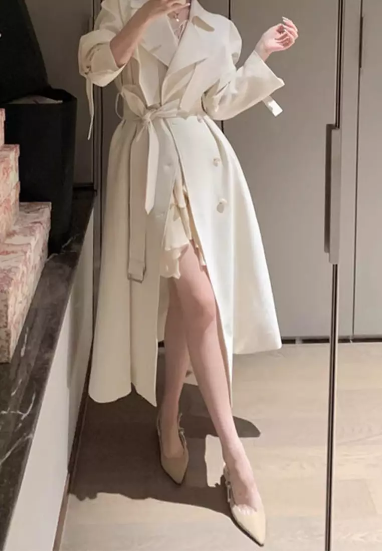 Buy Sunnydaysweety New autumn highend temperament white trench coat