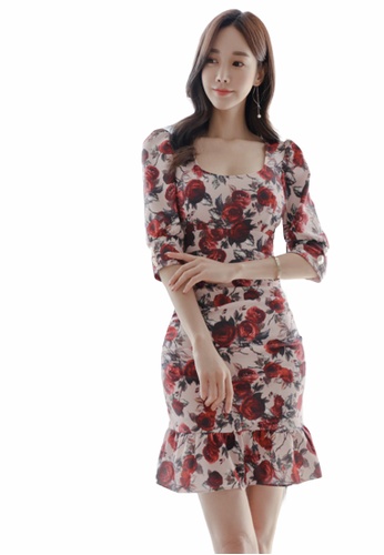 Crystal Korea Fashion New Floral Temperament Pleated Date One Piece Dress 21 Buy Crystal Korea Fashion Online Zalora Hong Kong