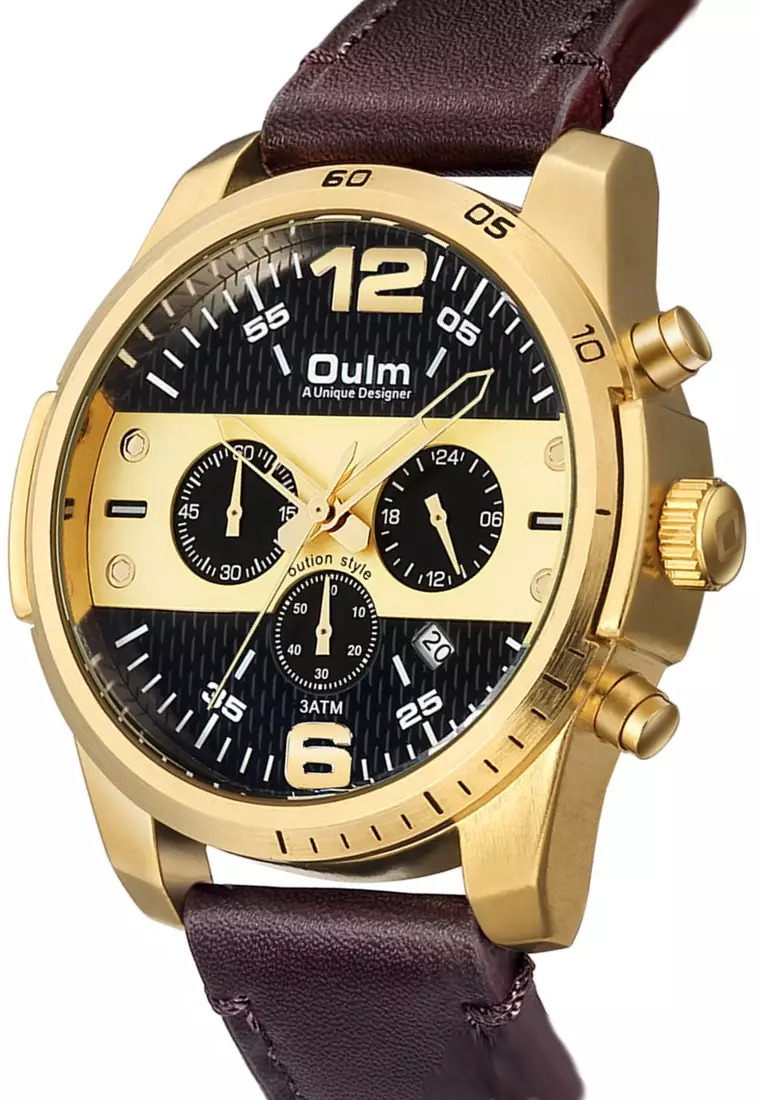 Buy Oulm OULM Large Men's Quartz Watch - 45x47mm - IP Gold Steel case ...