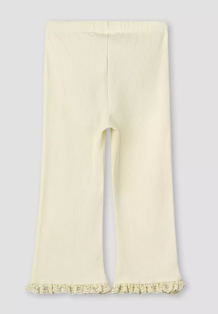 Babyshop Juniors Leggings With Ribbed Design And Lace Trim