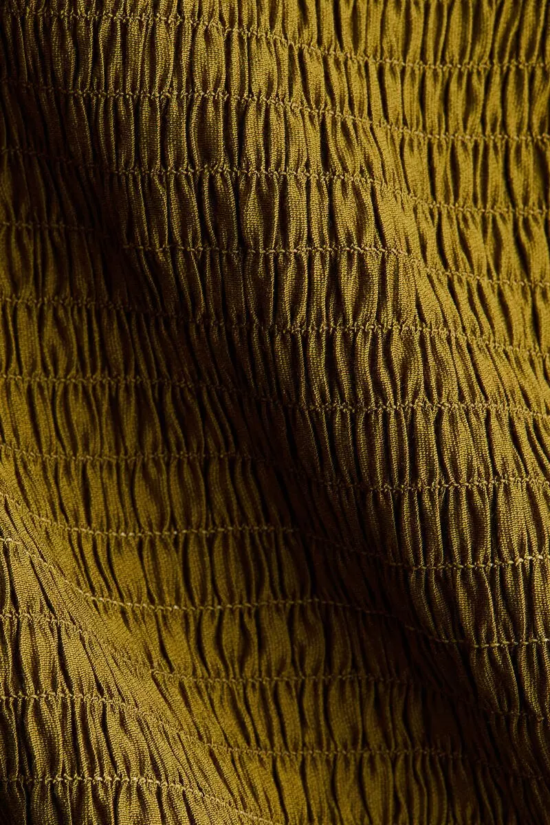 Smocked viscose-blend blouse
