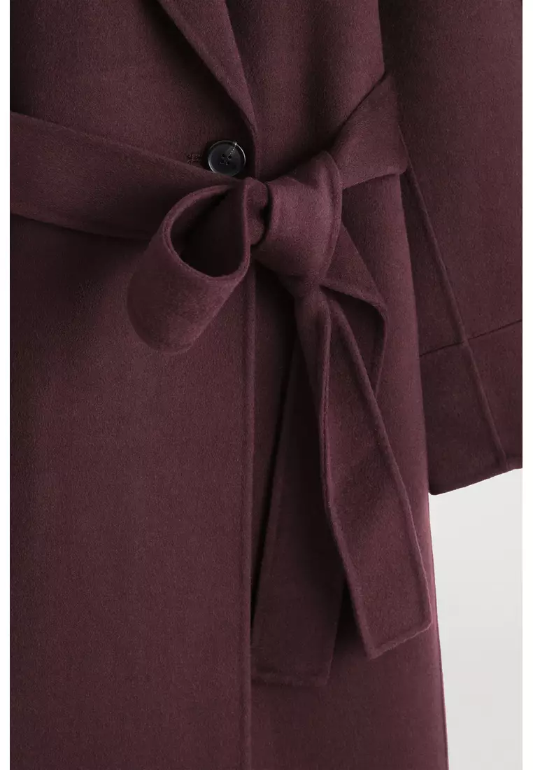 BELTED DOUBLE-FACED WOOL COAT