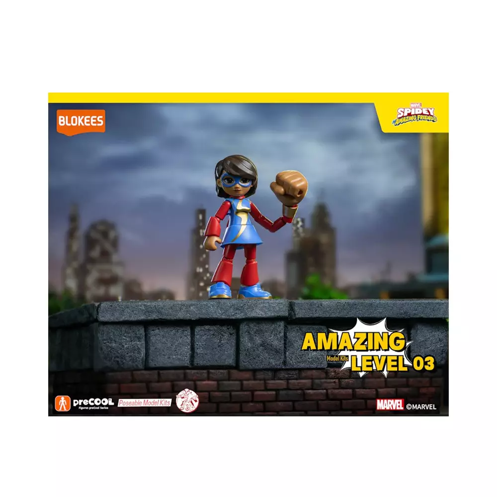 Blokees Spidey Amazing Level 03 Action Figure Ms Marvel Kamala - Biru/Merah