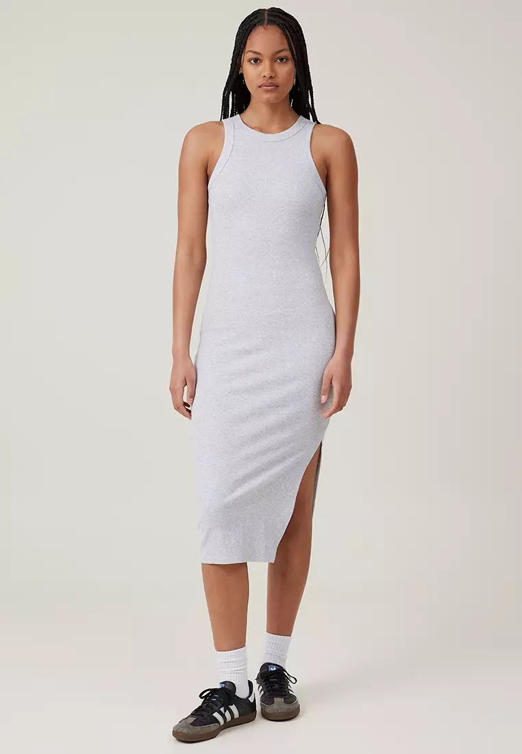 COTTON RIB TANK DRESS | SOOT