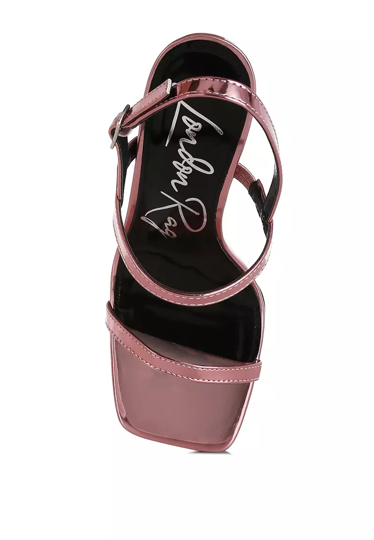 Metallic Fantasy Wedge Heel Sandals in Pink