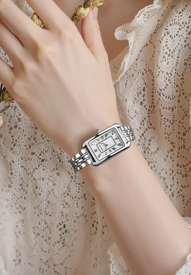 Jam Tangan Wanita Original 5999 Korea Mode Kuarsa Santai Anti Air Jam Tangan Cewek silverwhite