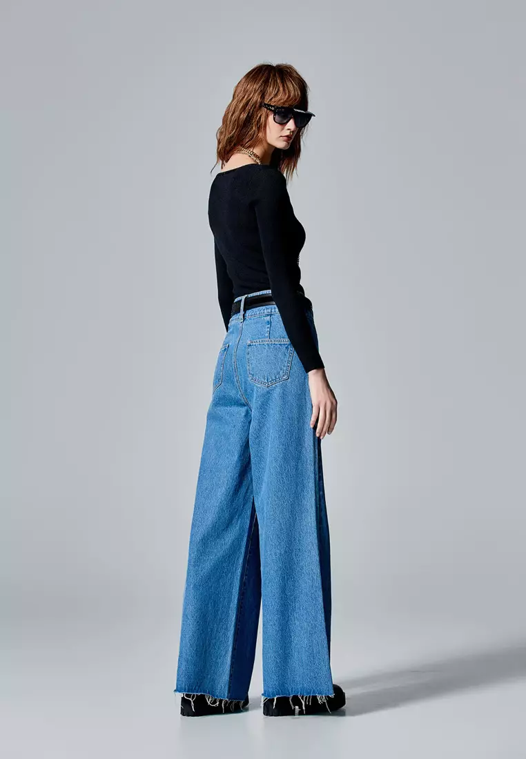 Navy V-Neck Long Sleeve Top