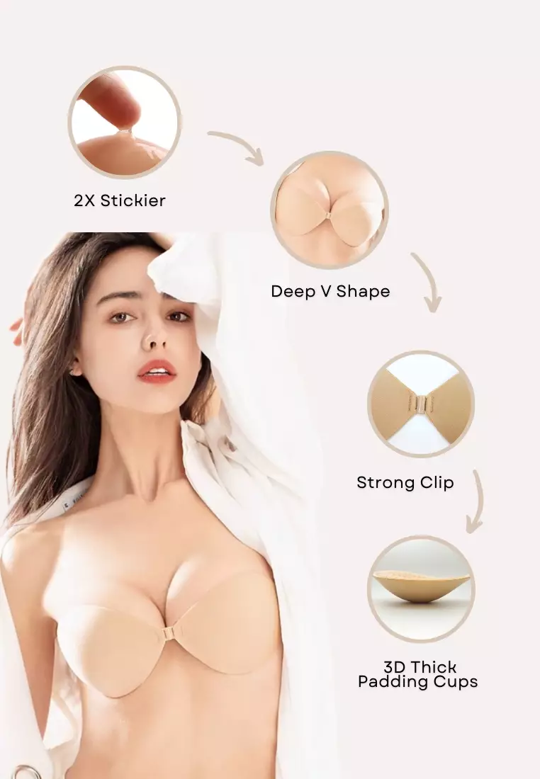 Seamless Bailey Strapless Seamless Nubra in Black Seamless Invisible Reusable Adhesive Stick on Wedding Bra 隐形聚拢胸