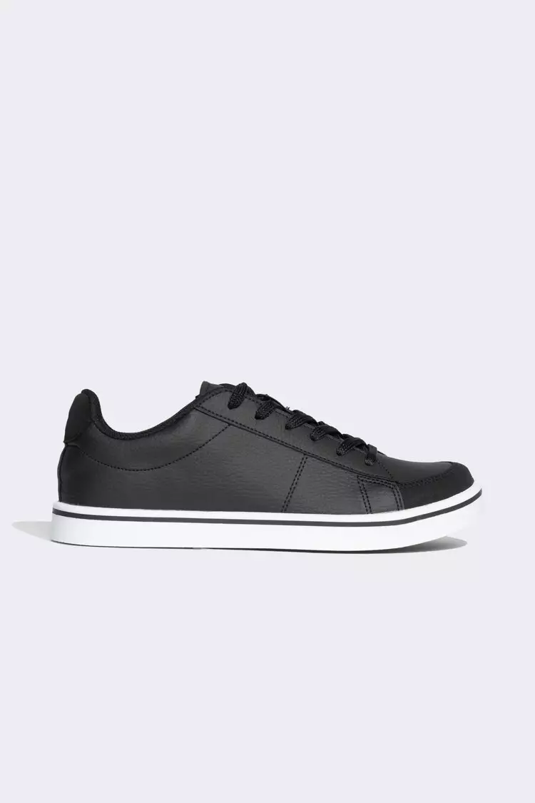 Discount on Defacto  shoes - SKU: Flat Sole Lace-Up Faux Leather Sneaker