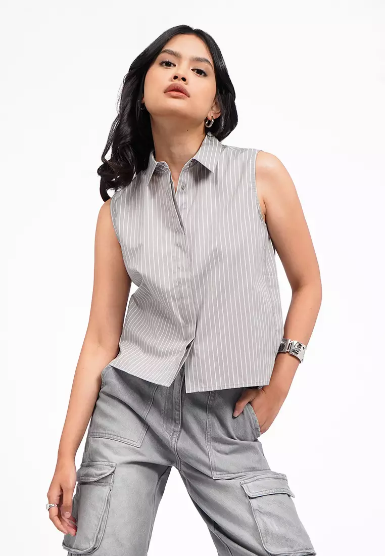 Sleeveless Stripes Shirt