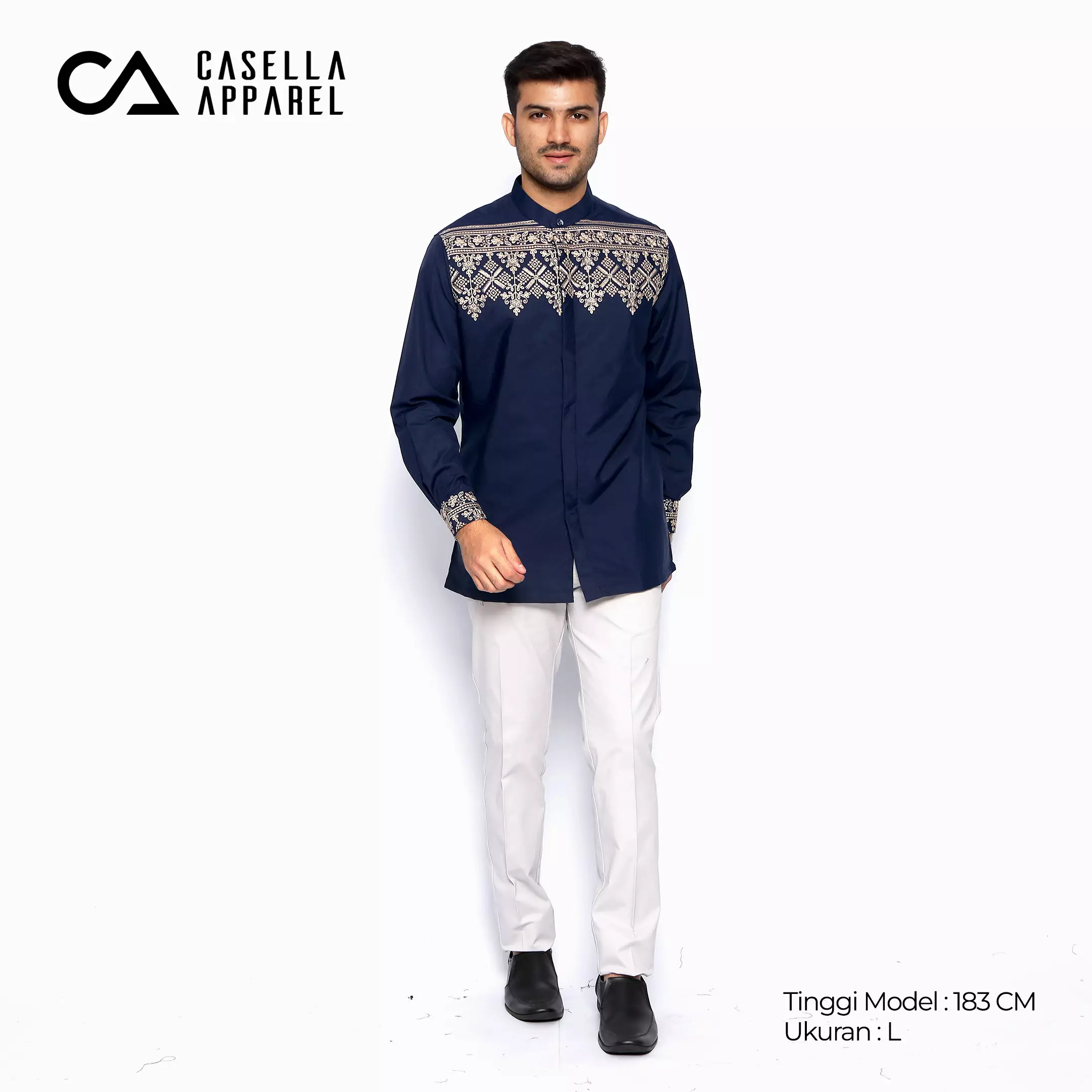 Casella Baju Koko Pria Lengan Panjang Premium Edisi Koko Sultan 9964 Navy