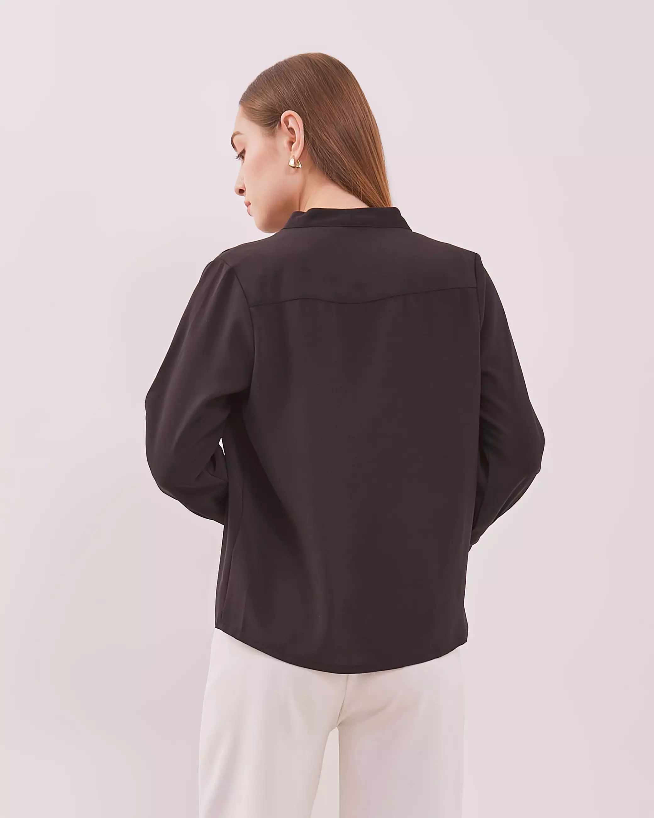 Urban Exchange Yudith Black Blouse - Atasan Kemeja Blouse Hitam Lengan Panjang Warna Black