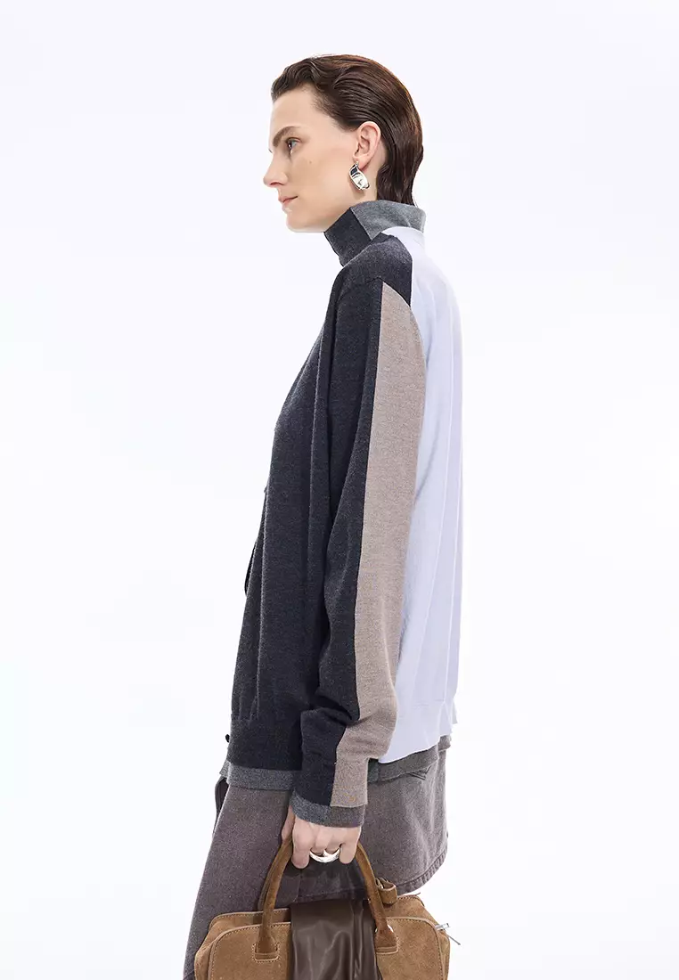 巴素兰羊毛宽松中长款开襟针织衫