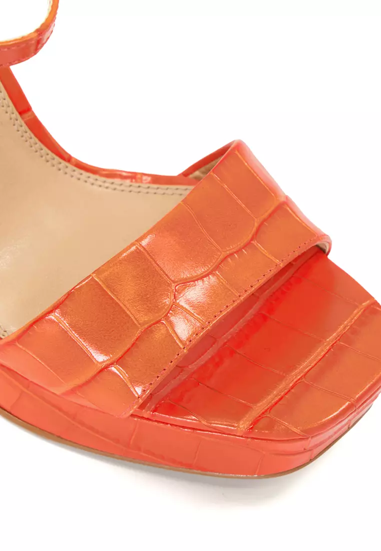 Matche Strappy Platform Heel Sandals Orange