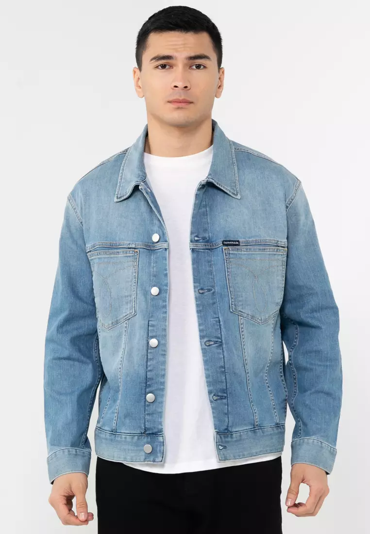 Denim Shirt Jacket Oversize Calvin Klein Oversized Denim Trucker