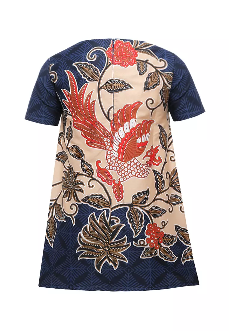 Dress Anak Perempuan Batik Jeremia Lengan Pendek Navy