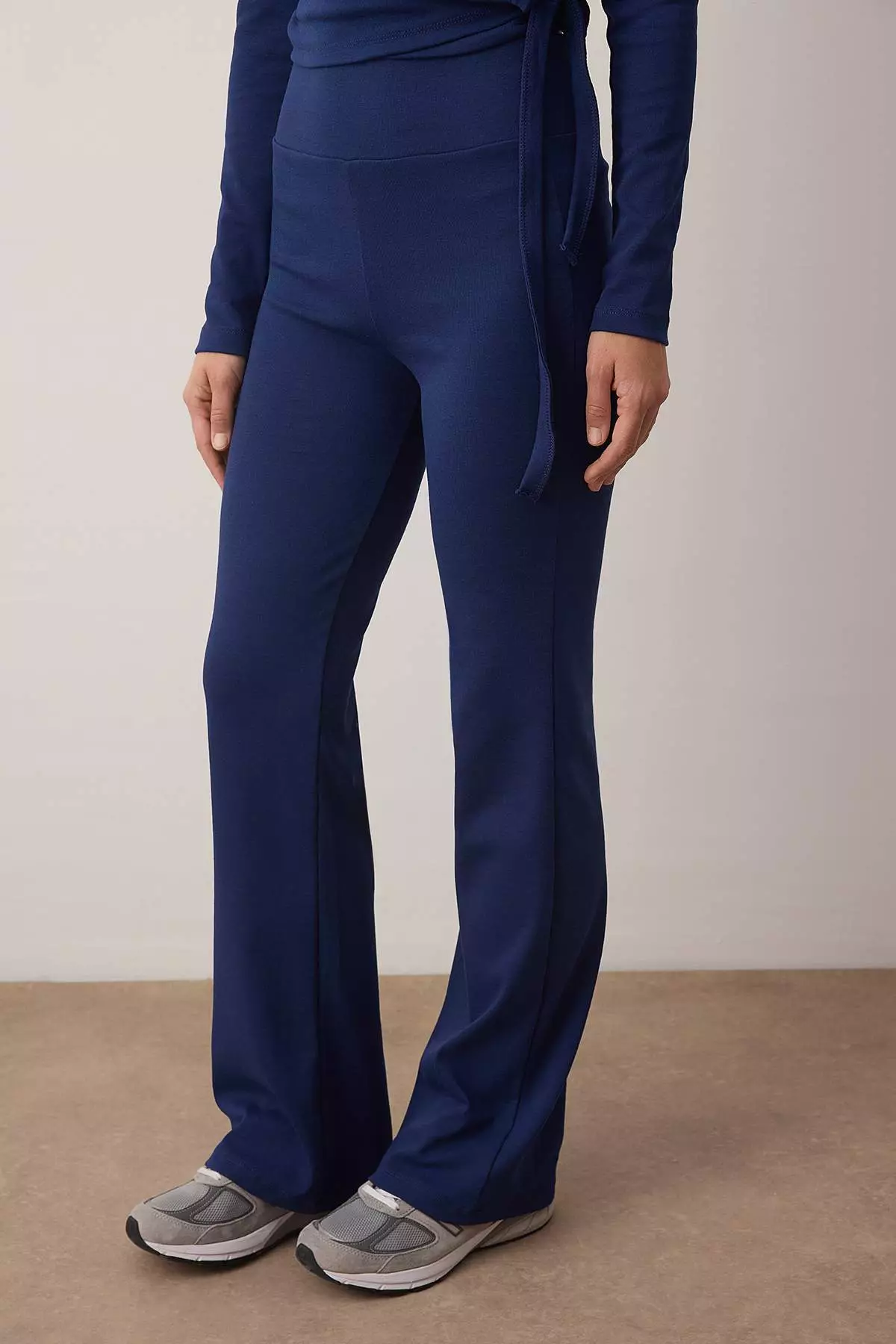 Navy Blue Double Breasted Closure Bodycon Long Sleeve Stretchy Knitted Bottom-Top Set Twoaw26Au29