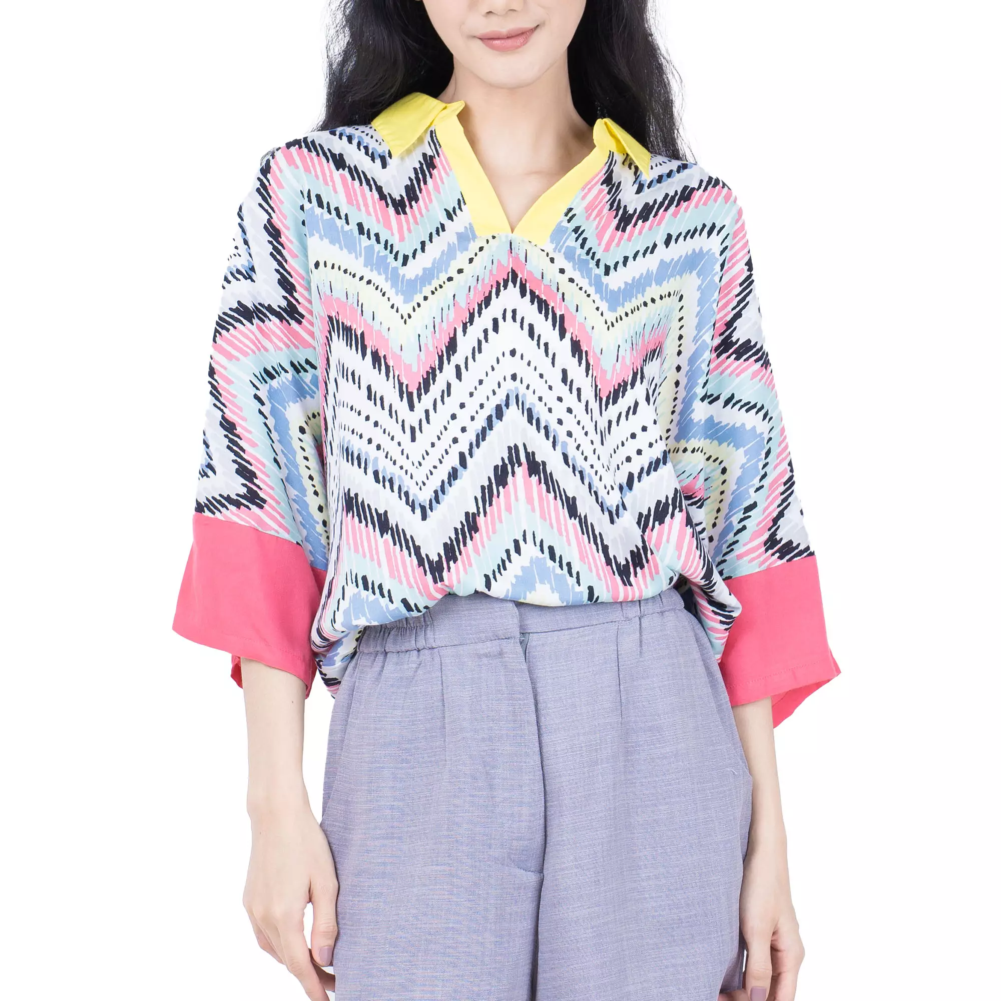 Blouse Batik Wanita - Bhatara Batik Solstice - Atasan Batik Modern Lengan Pendek