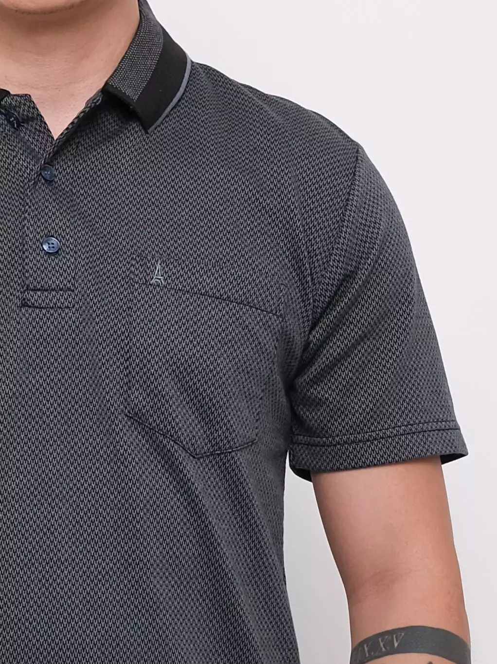 Andre Michel Polo Shirt Lengan Pendek Abu Hitam 3439