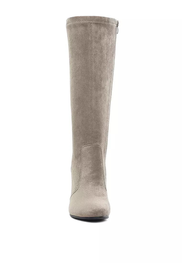 Microfiber Calf Boots in Taupe