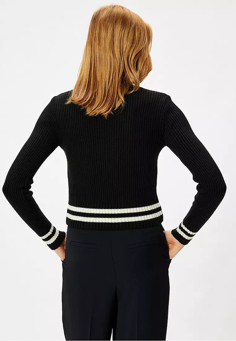 Stand Collar Striped Sweater