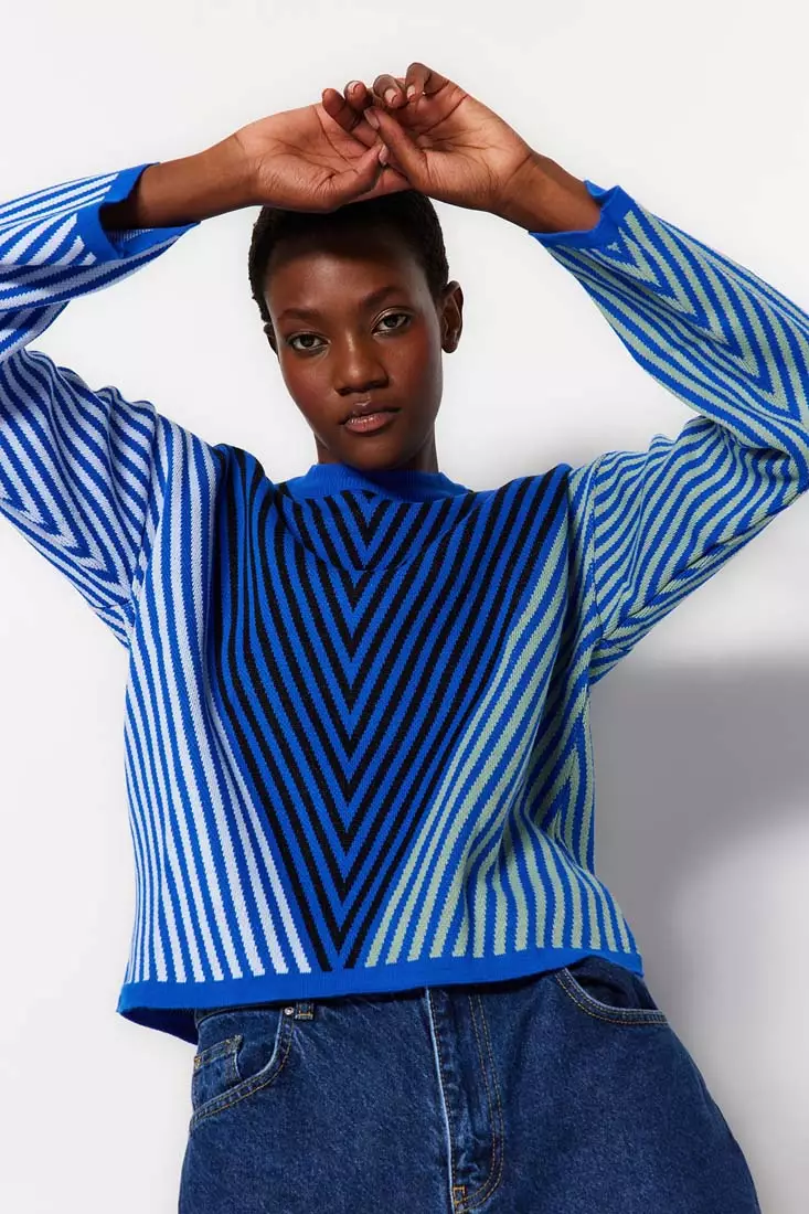 Color block striped sweater online