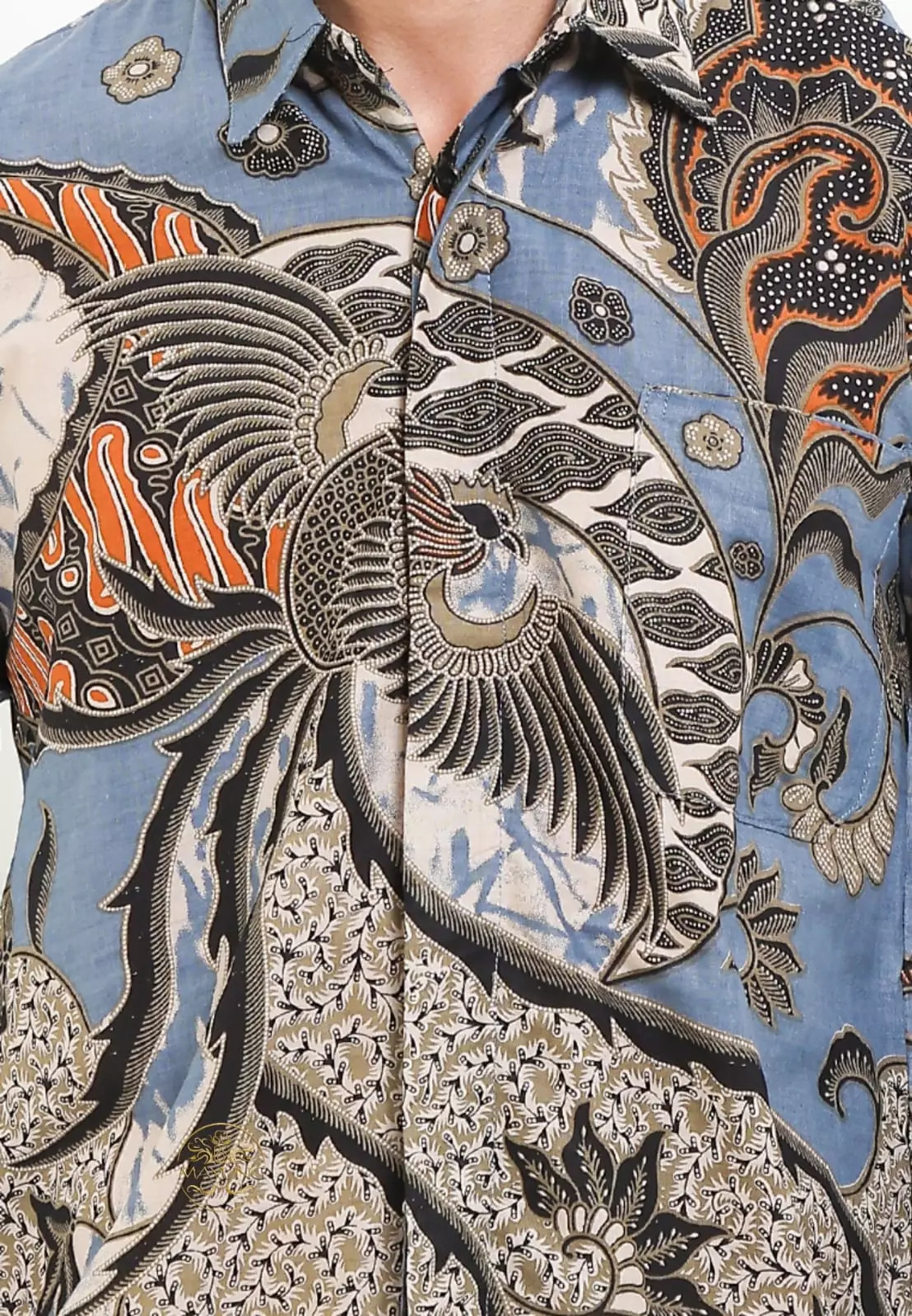Garudyas Biru Kemeja Batik Pria Premium Lengan Panjang NLN