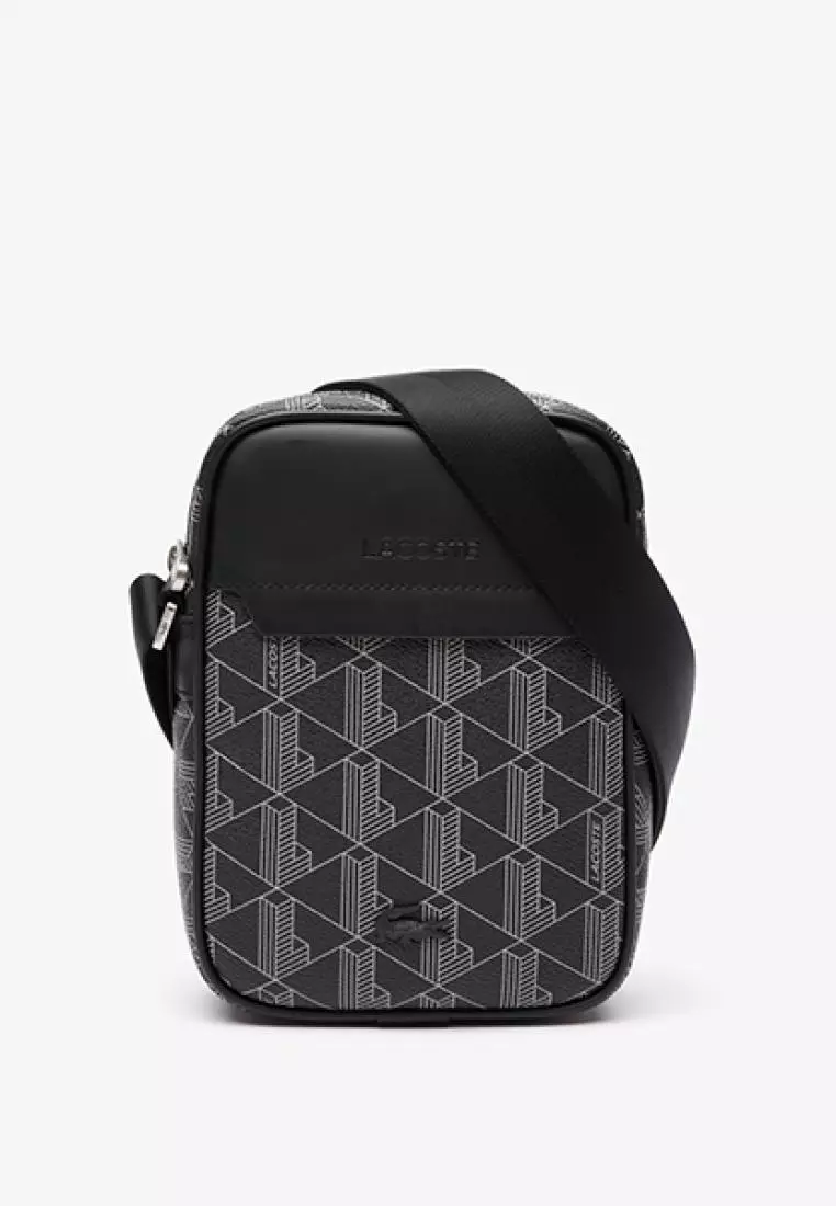 Lacoste Men's Shoulder Strap Bag The Blend Monogram Noir Gris