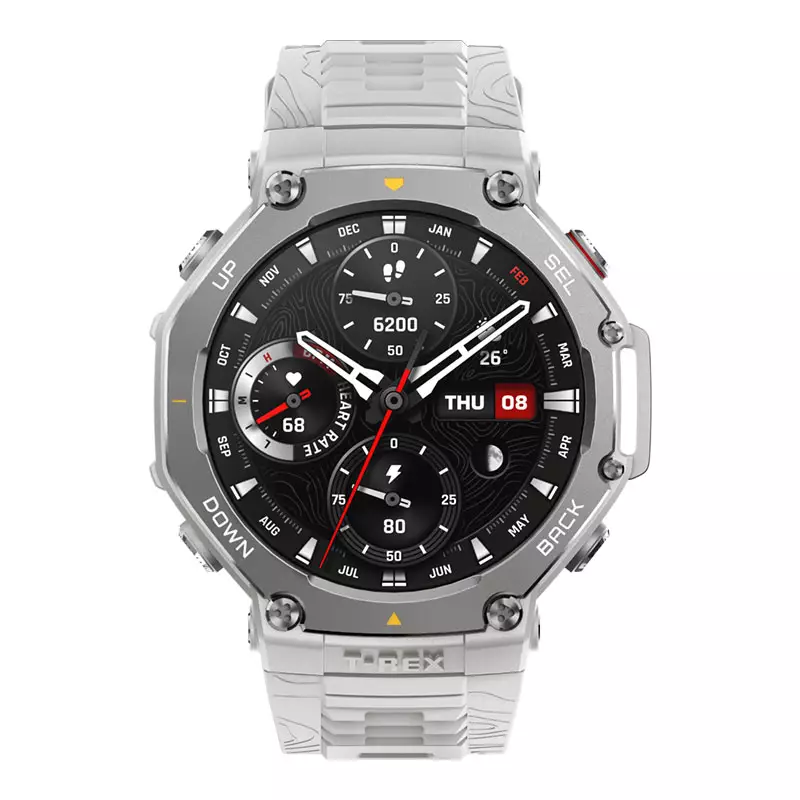 Jam Tangan Unisex Amazfit T-Rex 3 Haze Gray W2323GL9N Smartwatch 48mm 1.5 Inch AMOLED Screen GPS SpO2 Silicone Strap