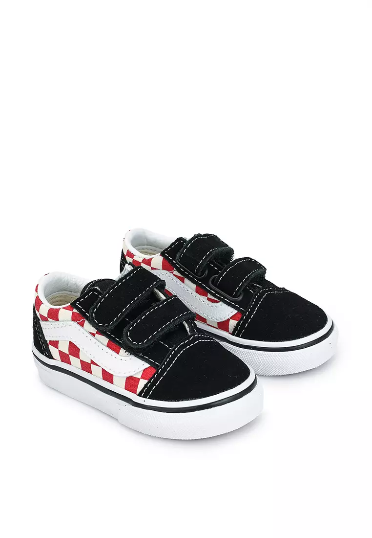 Red checkered vans sale with black