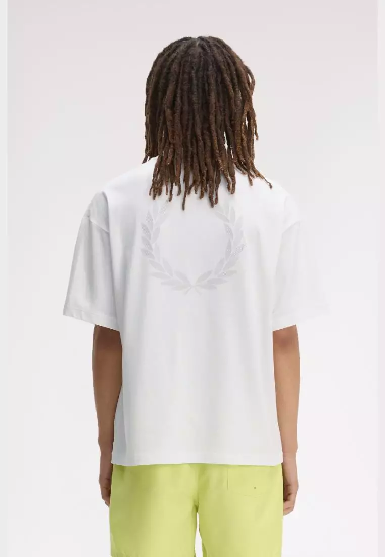 Fred Perry M2474 Back Print Laurel Wreath T-Shirt (Snow White) 